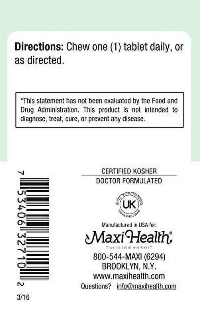 Maxi Health Kosher Chew D Max (Vitamin D3) 2000 IU Chewable Bubble Gum Flavor - 100 Tablets