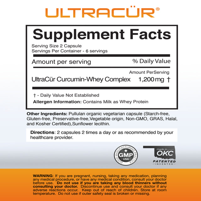 Ultracur - Turmeric Curcumin - Fast Acting Highly Bioavailable Curcumin - "The Curcumin You CAN Feel"™ -120 Vegetarian Capsules. Balance Your Inflammation System Naturally.