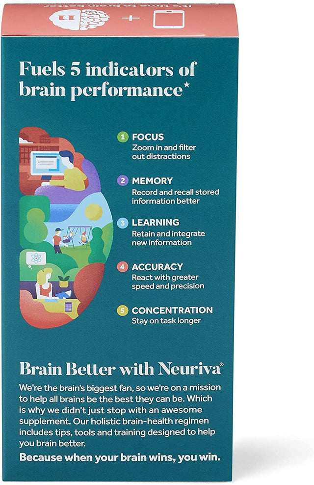 NEURIVA Original Capsules (30Ct) Phosphatidylserine, Gluten Free, Decaffeinated - Supports Focus, Memory, Learning, Accuracy & Concentration (Pack of 1)