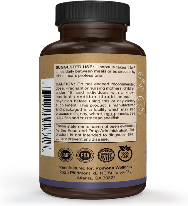 Pomona Wellness L- Carnitine, Helps Boost Metabolism, Supports Cognitive Health Cardiovascular Functions and Metabolic Health, 500Mg per Serving, Non-Gmo, 30 Capsules