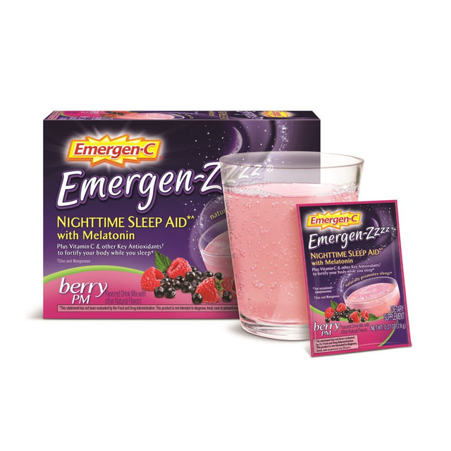 Emergen-Zzzz Nighttime Sleep Aid with Melatonin Powder, Berry Pm, 48 Ct