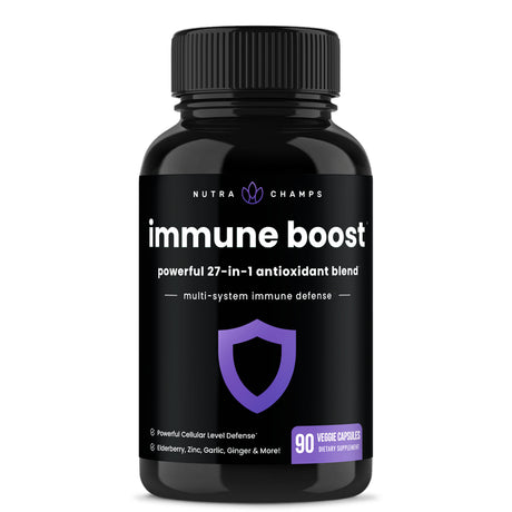 Nutrachamps Immune Boost Support Supplement [Elderberry Extract, Vitamin C, Zinc, Echinacea, Mushrooms & Probiotics] Powerful Multi System Defense Booster Pills | 90 Veggie Capsules