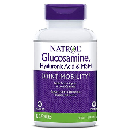 Natrol Glucosamine Hyaluronic Acid & MSM, Joint Mobility, 90 Capsules