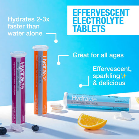 Hydralyte Electrolyte Tablets | Lemonade Electrolytes | Perfect for Bachelorette Parties, Workout Essential and a Travel Essential for Daily Hydration Needs | (10 Servings, 20 Electrolyte Tablets)