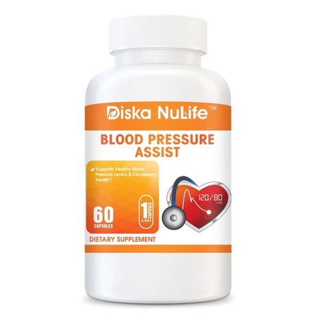 Diska Nulife Blood Pressure Assist | Support Healthy Blood Pressure Levels and Circulatory Health, Herbal Supplements - 60 Capsules