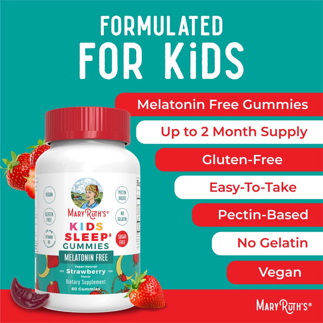 Maryruth Organics | Kids Sleep Gummies | L-Theanine, Lemon Balm, Chamomile, Vitamin B6 | Relaxation & Sleep Support for Children Ages 2+ | NO Melatonin | 60 Count