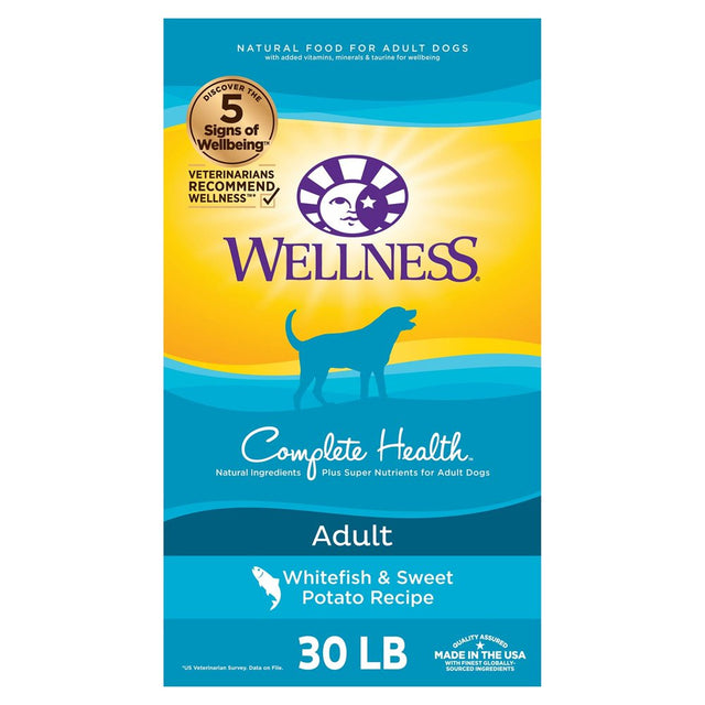 Wellness Complete Health Natural Dry Dog Food, Whitefish & Sweet Potato, 30-Pound Bag