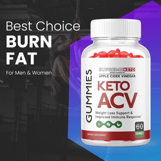 (5 Pack) Supreme Keto ACV Gummies - Energy & Focus Boosting Dietary Supplements for Weight Management & Metabolism - Fat Burn - 300 Gummies