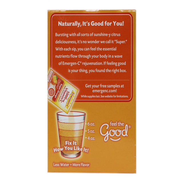 Emergen-C Vitamin C Flavored Fizzy Drink Mix Packets, Super Orange 30 Ea (Pack of 2)