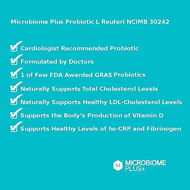 Microbiome plus Gastrointestinal Probiotics L Reuteri NCIMB 30242 GI Digestive Supplements Capsule, Allergy Safe & Gluten Free for Men and Women (1 Month Supply)