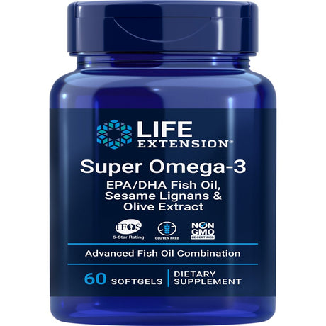 Life Extension Super Omega-3 EPA/DHA Fish Oil, Sesame Lignans & Olive Extract - Heart Health & Cholesterol Management, Inflammation Support - Non-Gmo - 60 Softgels