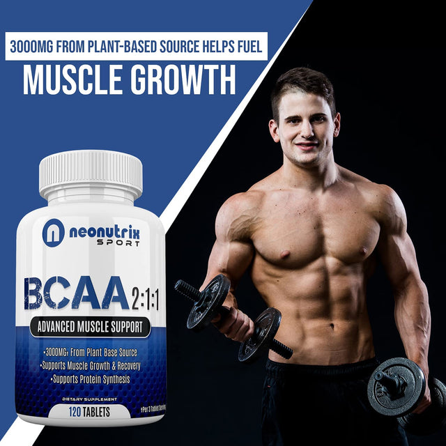 BCAA 2:1:1 Branched Chain Amino Acids Capsules for Muscle Recovery, Energy & Endurance – Vegan Pre & Post Workout Supplement with L-Leucine, L-Isoleucine & L-Valine 120 Tablets by Neonutrix Sports