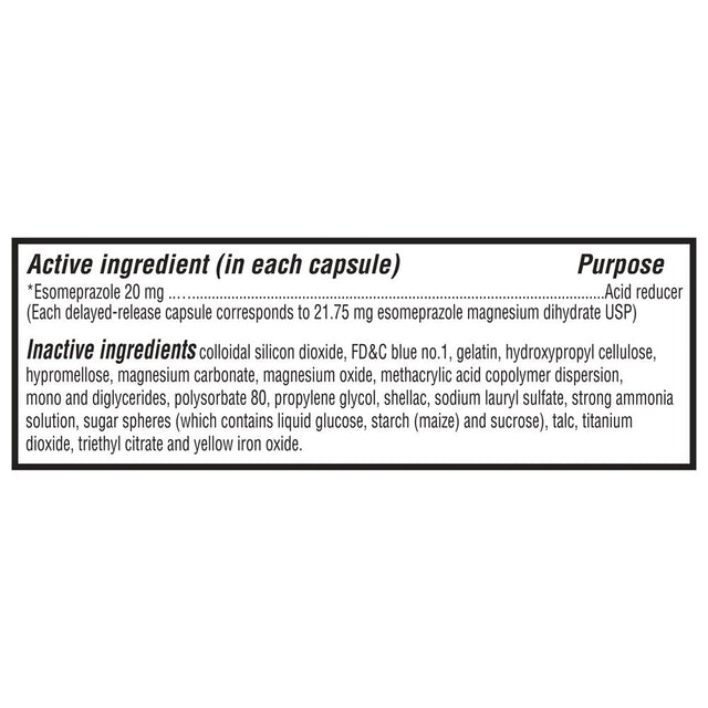 Equate Acid Reducer Esomeprazole Magnesium Delayed-Release Caps, 20Mg, 42 Ct, (3 Pack)