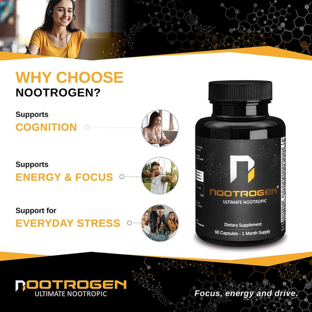 Nootrogen Natural Nootropic Brain Support Supplement - 60 Capsules