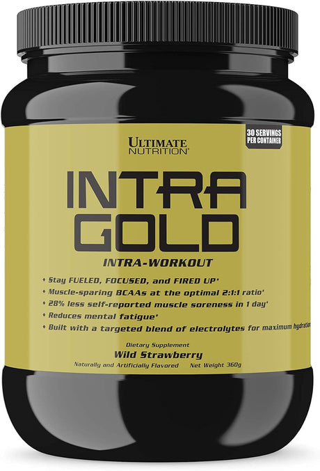 Ultimate Nutrition Intra Gold Workout Energy Supplement - Blend of Electrolytes with Carnitine, Ornithine, and Aspartate, 30 Servings, Wild Strawberry