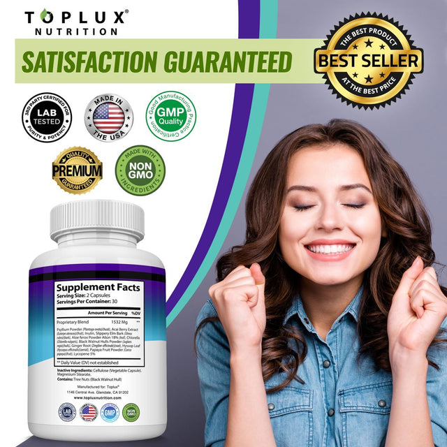 Toplux Keto Detox 1532Mg Natural Acai Colon Cleanser for Ketogenic Diet, Flush Toxins & Excess Waste Detox & Cleanse for Men and Women, 60 Capsules