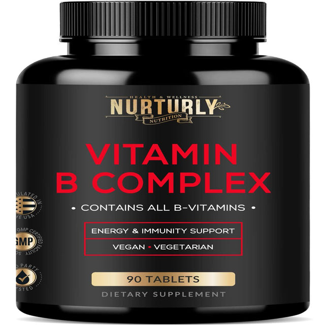 Vitamin B Complex - Contains All Essential B Vitamins - B1, B2, B3, B5, B6, B7, B9, B12 and Biotin - Super B Complex Vitamins for Energy, Immunity and Mood Support - 90 Tablets