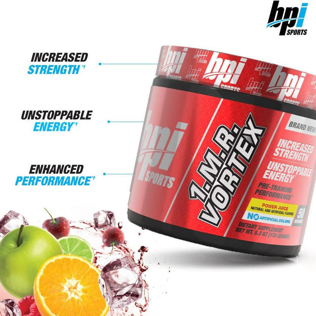 BPI Sports 1.M.R Vortex Pre Workout Powder, Non Habit Forming, Sustained Energy & Nitric Oxide Booster, Power Juice, 5.3 Ounce