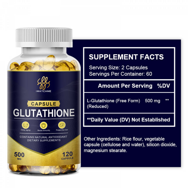 IMATCHME 500MG Glutathione Anti-Aging anti Wrinkles Diet Supplement- 120CT