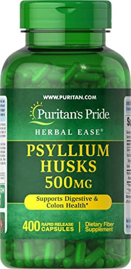 Puritan'S Pride Psyllium Husks 500 Mg, Supports Digestive and Colon Health, 400 Ct, by Puritan'S Pride