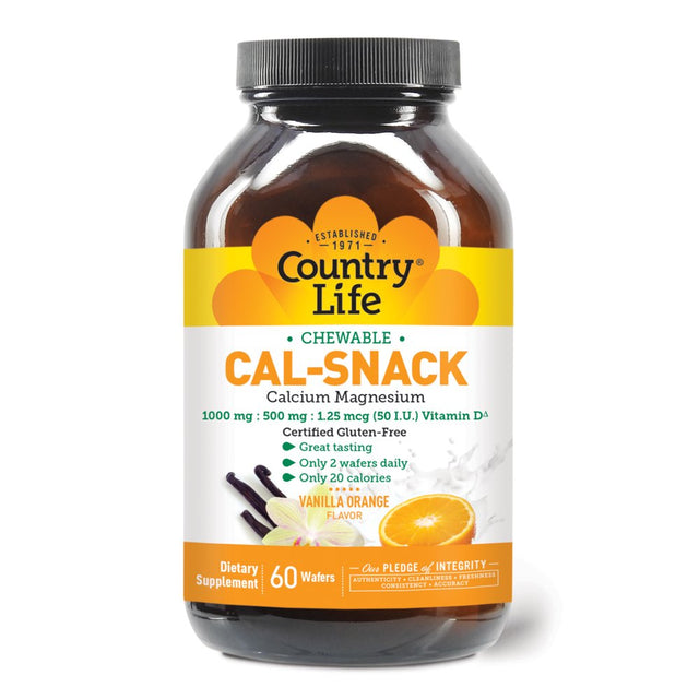 Country Life Cal Snack (Calcium W/Magnesium)-Vanilla/Orange 60 Chewable