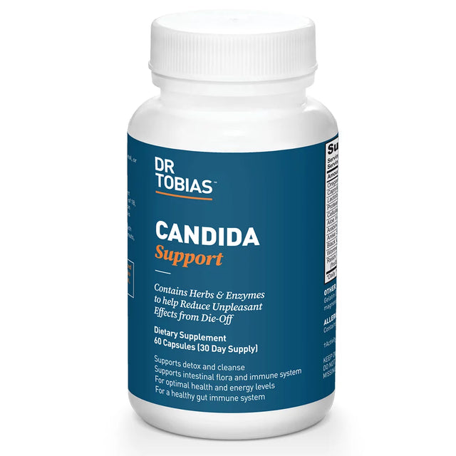 Dr. Tobias Candida Support, Gut Flora Balance Complex, Supports Detox and Immune Health, Herbs and Probiotics for Women and Men, 60 Capsules -2 Daily