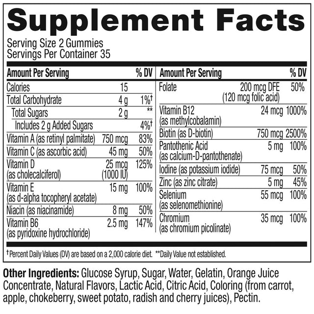 OLLY Teen Girl Multivitamin Gummies, Biotin, Antioxidants with Vitamin A, C & E, Berry Melon Flavor, 70 Ct