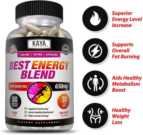 Kaya Naturals Best Energy Blend -Energy Support, Boost Metabolism, Weight Management 60 Count