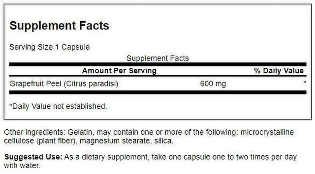 Swanson Full-Spectrum Grapefruit Peel 600 Mg 120 Capsules