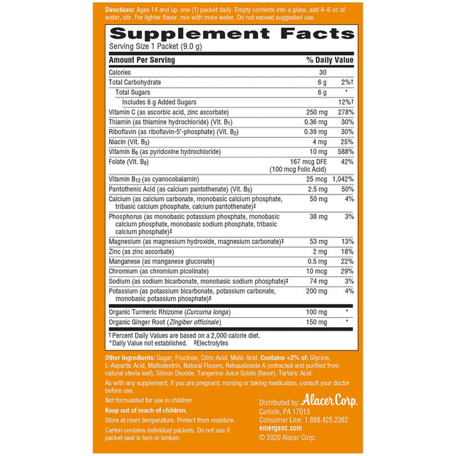 Emergen-C Turmeric Ginger Fizzy Drink Mix Citrus-Ginger - 18 Ct