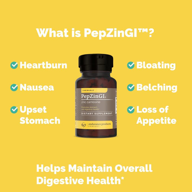 Zinc - Pepzingi 75Mg for Immune Function & Digestive Health Support | Zinc Carnosine Supplement | Chewable Zinc Tablets for Adults | Vegan, Non-Gmo, Gluten Free - Endurance 60 Chewable Tablets