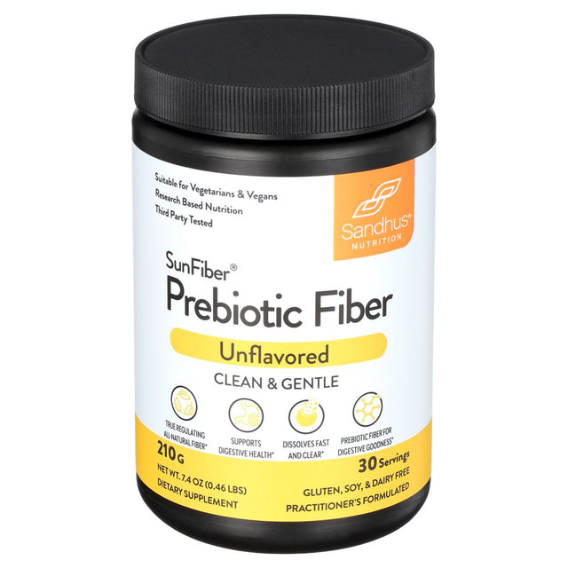 Sandhu'S Sunfiber® Prebiotic Fiber Supplement Powder, Supports Gut Health, Unflavored, 30 Servings