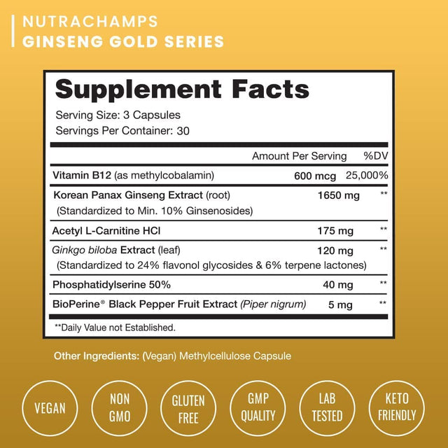 Nutrachamps Ginseng Gold Series and L-Arginine Bundle