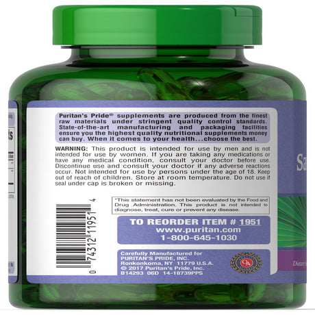 Saw Palmetto Extract, 180 Softgels by Puritan'S Pride