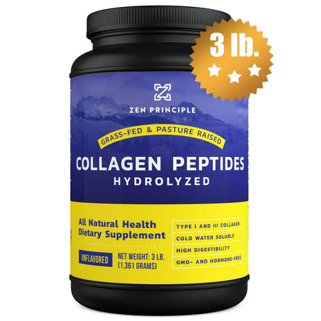 Zen Principle Collagen Peptides Hydrolyzed, Unflavored, 3 Lb