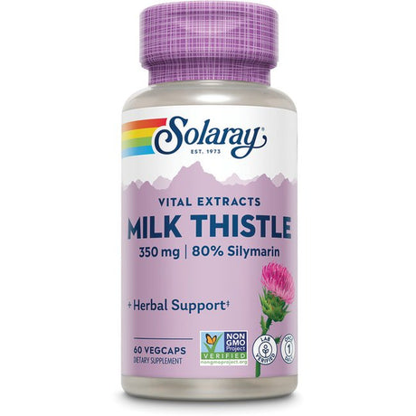 Solaray Milk Thistle Seed Extract 350 Mg, with 80% Silymarin, Traditional Herbal Support for Liver Health, 60 Vegcaps