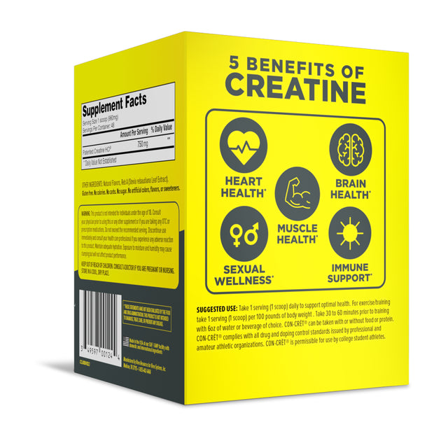 CON-CRET Patented Creatine Hcl Lemon Lime Powder, Workout Supplement, 48 Servings