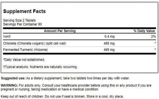 Swanson Chlorella and Fermented Turmeric 120 Tablets