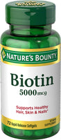 Nature'S Bounty Biotin Softgels, 5000 Mcg, 72 Ct