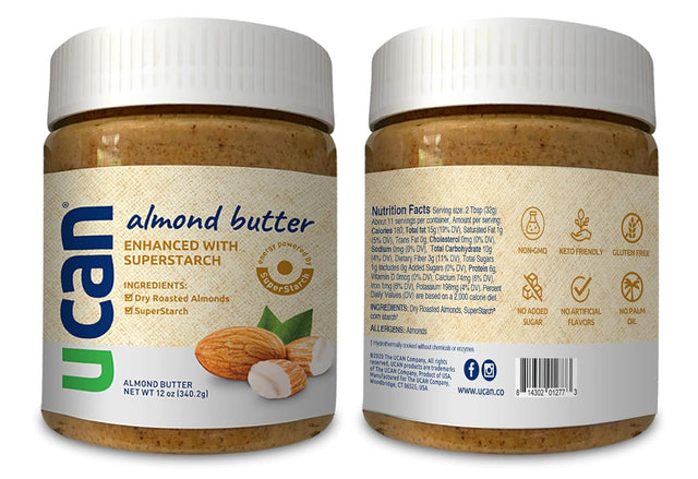 UCAN Creamy Unsalted Almond Protein Butter (12 Ounces) Long Lasting Almond Energy | Non-Gmo, Peanut Free, Zero Palm Oil, Sugar-Free, Vegan, & Keto Friendly Protein Supplement