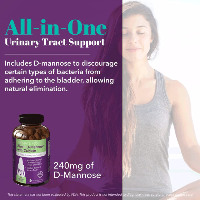 Intimate Rose Aloe Vera Supplement with D-Mannose and Calcium for Women, 180 Capsules