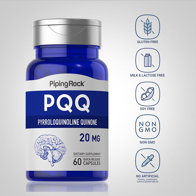 PQQ 20Mg | Pyrroloquinoline Quinone Supplement | 60 Quick Capsules | Non-Gmo, Gluten Free | by Piping Rock