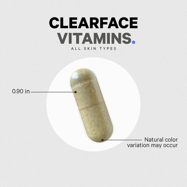 Clearface, Pantothenic Acid & Niacin, Skin Vitamins & Botanical Blend, Probiotics, 90 Ct