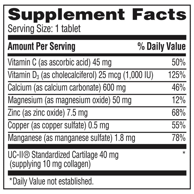 Joint Health & Bone Strength Dietary Supplement from Voltaren, with UC-II® Collagen, Calcium, and Vitamin D – 30 Count Bottle