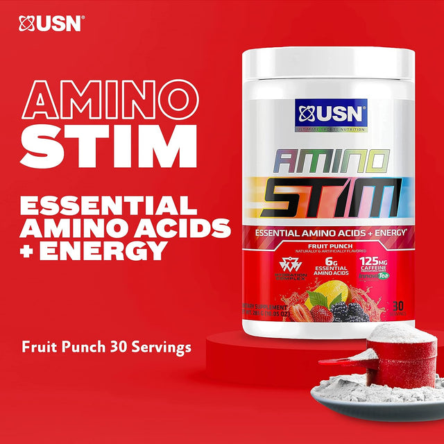 Amino Stim Eaas (Essential Amino Acids) + Energy, 125Mg Caffeine, 6G Essential Amino Acids, Hydration Complex, Muscle Growth Recovery, Fruit Punch, 10.05 Ounce (Pack of 1),30 Serving,F1Ams0002030