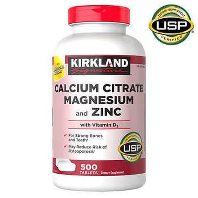 KS Calcium Citrate Magnesium & Zinc with Vitamin D3, 500 Tablets