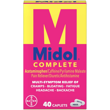 Midol Complete Menstrual Pain Relief Caplets with Acetaminophen, 40 Count