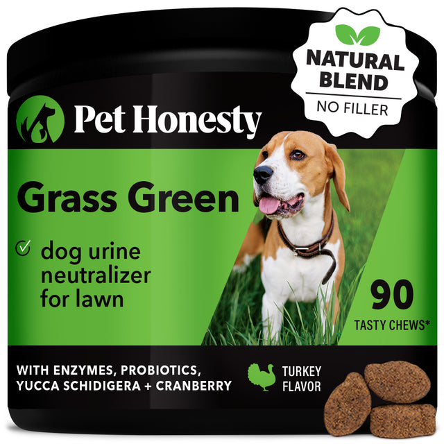 Pet Honesty Dog, Grass Green Supplement W Enzymes Probiotics Yucca Schidigera and Cranberry, Dog Urine Neutralizer for Lawn, Smoked Turkey Flavor, 90 Count Soft Chews