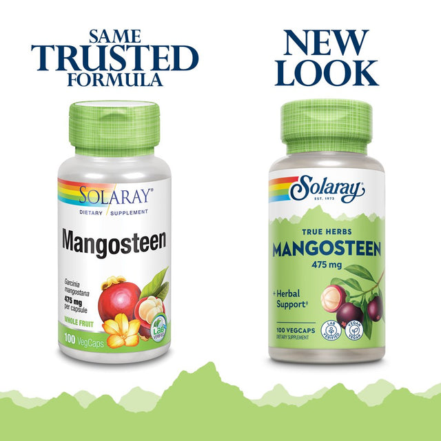 Solaray Mangosteen Fruit 475Mg | Whole Herb | Antioxidant & Immune Support Supplement W/ Phytonutrients, Polyphenols, Flavonoids, & More | 100Ct