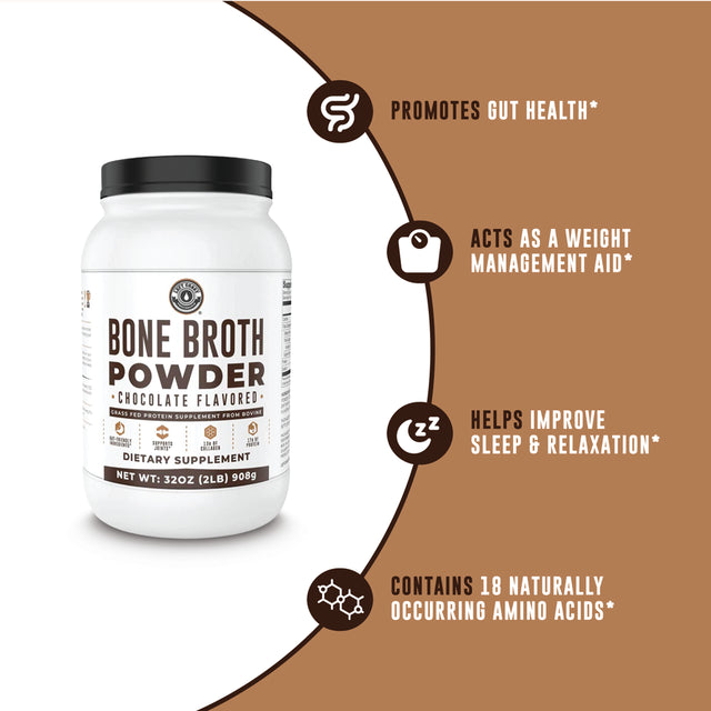 Left Coast Performance Organic Bone Broth Protein Powder with Low Carb, Keto Friendly, Non-Gmo Ingredients | Chocolate Flavor - 2 Lb